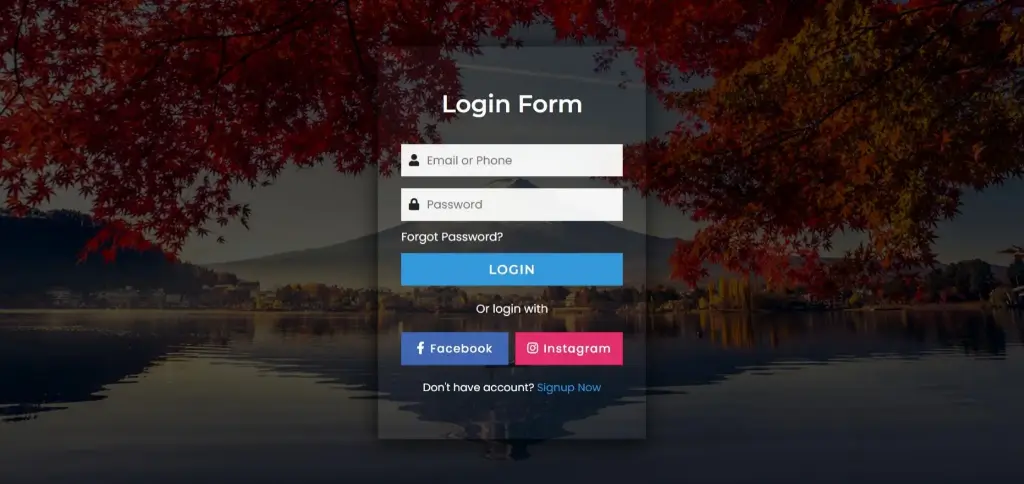 transparent login form